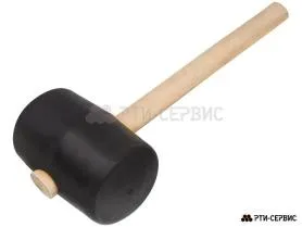 Киянка резиновая 1200 г, деревянная рукоятка, черная резина - фото 1