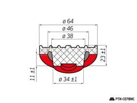 Резиновая накладка для подкатного домкрата ø38 h23 (эконом)
