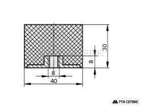Резинометаллический буфер (аналог K0573.04003055 KIPP) D-40, H-30 с внутренней резьбой M8